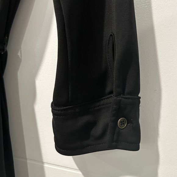 Classic Black Work Dress with Long Sleeves, Button down, Collar, and Tie Waist - Picture 7 of 7